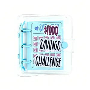 Mini Blue $1000 Savings Challenge Binder with 25 Cash Stuffing Envelopes, Portable Personal Budget Planner Tool for Finance Beginners
