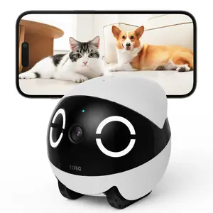 Enabot EBO ROLA Mini FamilyBot 2K Pet Robot Camera - Rechargeable Moving Indoor Security Cam, 1-Touch Call, 2-Way Talk, Night Vision, Motion Detection, Video Record, Phone App Control HD 3-Channel Dash with IPS Screen
