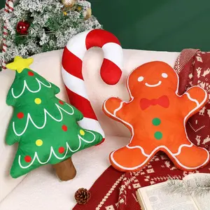 3 Pcs Christmas Pillows Decorative Throw Pillows Candy Merry Christmas Tree Stuffed Wool Pillows Soft Xmas Plush Cushion for Sofa Couch Bedroom Living Room(Red Color)