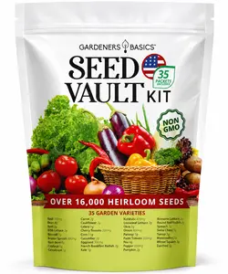 Vegetable Seed Vault Kit - 35 Variety Pack for Home Growing & Planting Survival Seeds Heirloom Vegetable Mix Great Gardening Gift for Any Home Garden