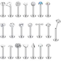 silver threadless lip rings