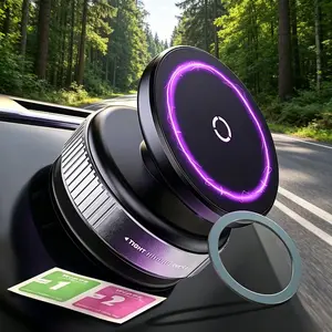 Vacuum Suction Cup Car Mount for Smartphones, 360 Degree Rotation,Strong Magnetism,Suitable for Smooth Surfaces,Vacuum Suction Cup with Heat-Resistant Nano,Compatible with Iphone Android And All Smartphones,Removable Design