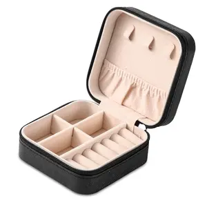 Mini Travel Jewelry Box, Portable PU Leather Organizer Case for Rings, Earrings & Necklaces, Small Jewelry Storage Gift for Women & Girls
