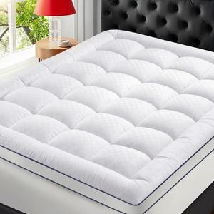 Extra Thick Mattress 1000 GSM Topper, Down Alternative Overfill Plush Mattress Pad，Cooling and Plush Mattress Pad，Deep Pocket Fits 8–21 Inches