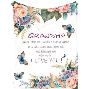 1pc Grandma's birthday present, Grandma's birthday blanket, Great-grandmother's Christmas and Mother's Day gifts, a gift for Grandma, a flannel blanket, Rose Flower Blanket, Heartfelt Gift Blanket, Heartwarming Blanket Gift