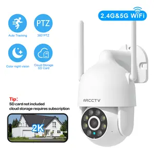 ARCCTV 2K Security Camera Outdoor 2.4G/5G WiFi Connection 24/7 Recording CCTV 360 PTZ Auto Tracking Color Night Vision IP65 Waterproof Easy Setup 2 Way Audio