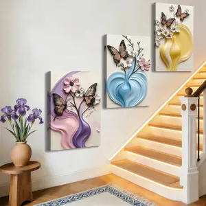 3-Pack Wood Frame Canvas Posters, Modern Abstract Art, Abstract Swirl Pattern for Living Room, Waterproof Wall Decor, Framed Home Decor, Fashionable Home Poster for Bedroom Office Corridor