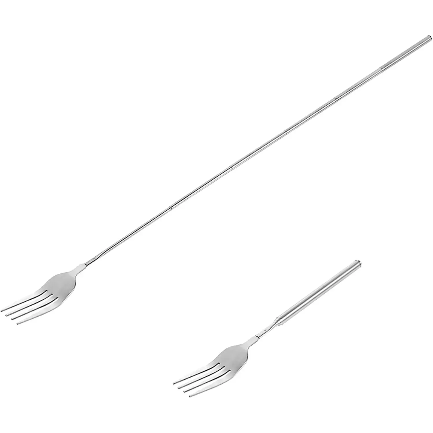 Extendable Fork, 8.7 to 25.4 Inch Long Handle Fork, Extra Long Fork, Telescopic BBQ Fork, Stainless Steel Dinner Fork, Fruit Dessert Fork Long Handle Cutlery Stainless Steel Tableware(1pcs)