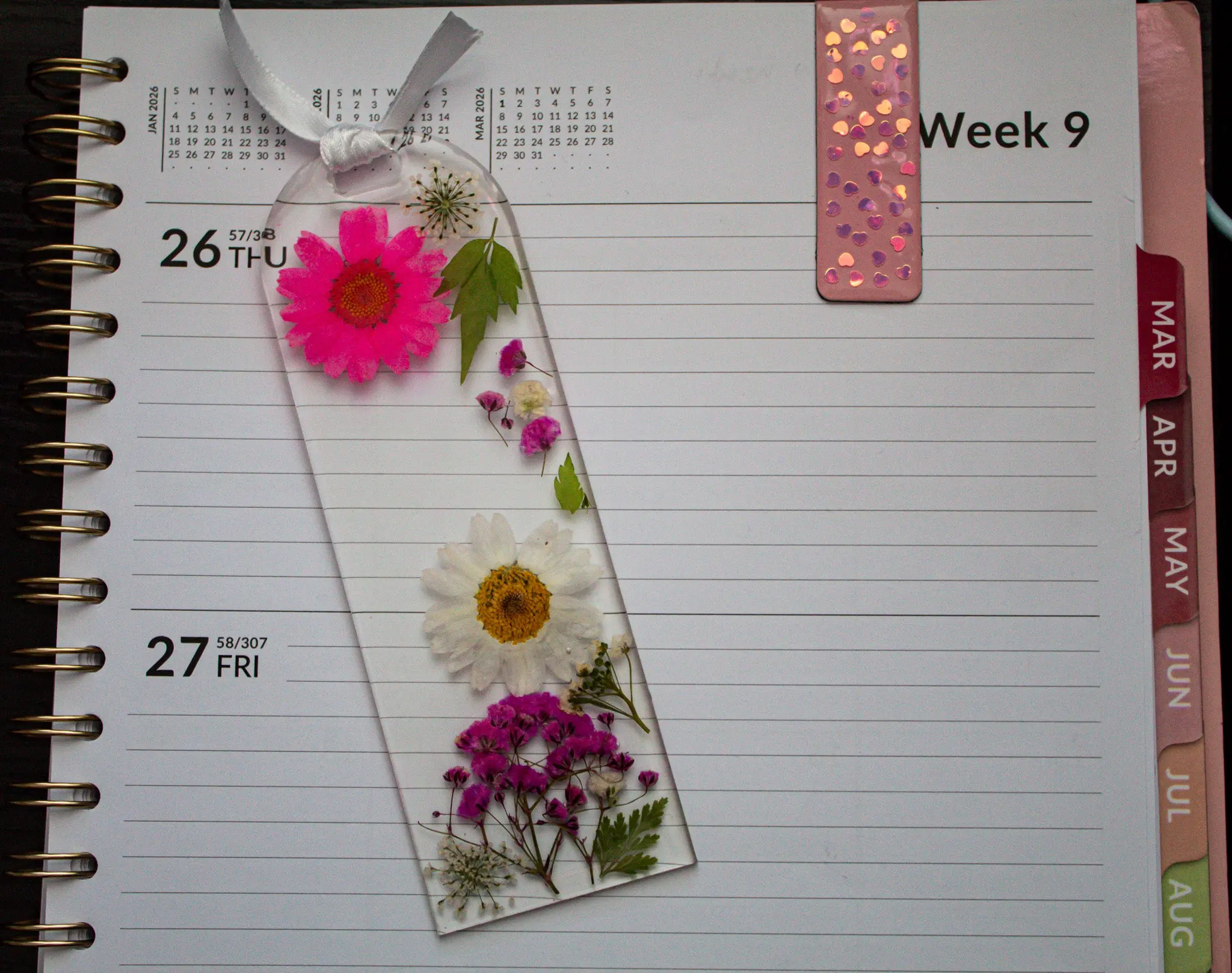 Whimsical Wildflower Garden Resin & Acrylic Bookmark, Real Pressed Flower Design, 2x6 in Unique Pieces, Office Stationery Index Marker, $16.00
