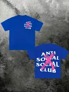 Casual Streetwear Looks, Anti Social Social Club Graphic Tees for Men, Oversized 1XL Plus Size, Bold Pink X Print, Premium Cotton, Y2K Grunge Aesthetic, Casual Tees for Gen Z & Street Style Lovers, High Definition Print, Comfy Daily Wear