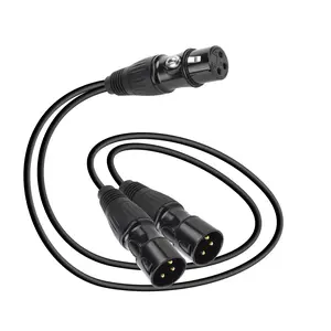 LMBGM XLR Male to Dual Female Y-Type Splitter Cable, XLR Compatibility, Professional Stereo Audio Adapter, Ideal for Microphone Mixer Recording Equipment