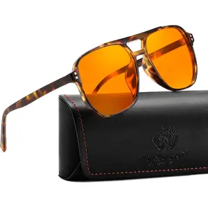 Amber Blue Light Glasses for Computer Gaming Orange/Yellow lens Anti Eyestrain Sleep Glasses G2835 LED Blocking Stickers Sunglasses