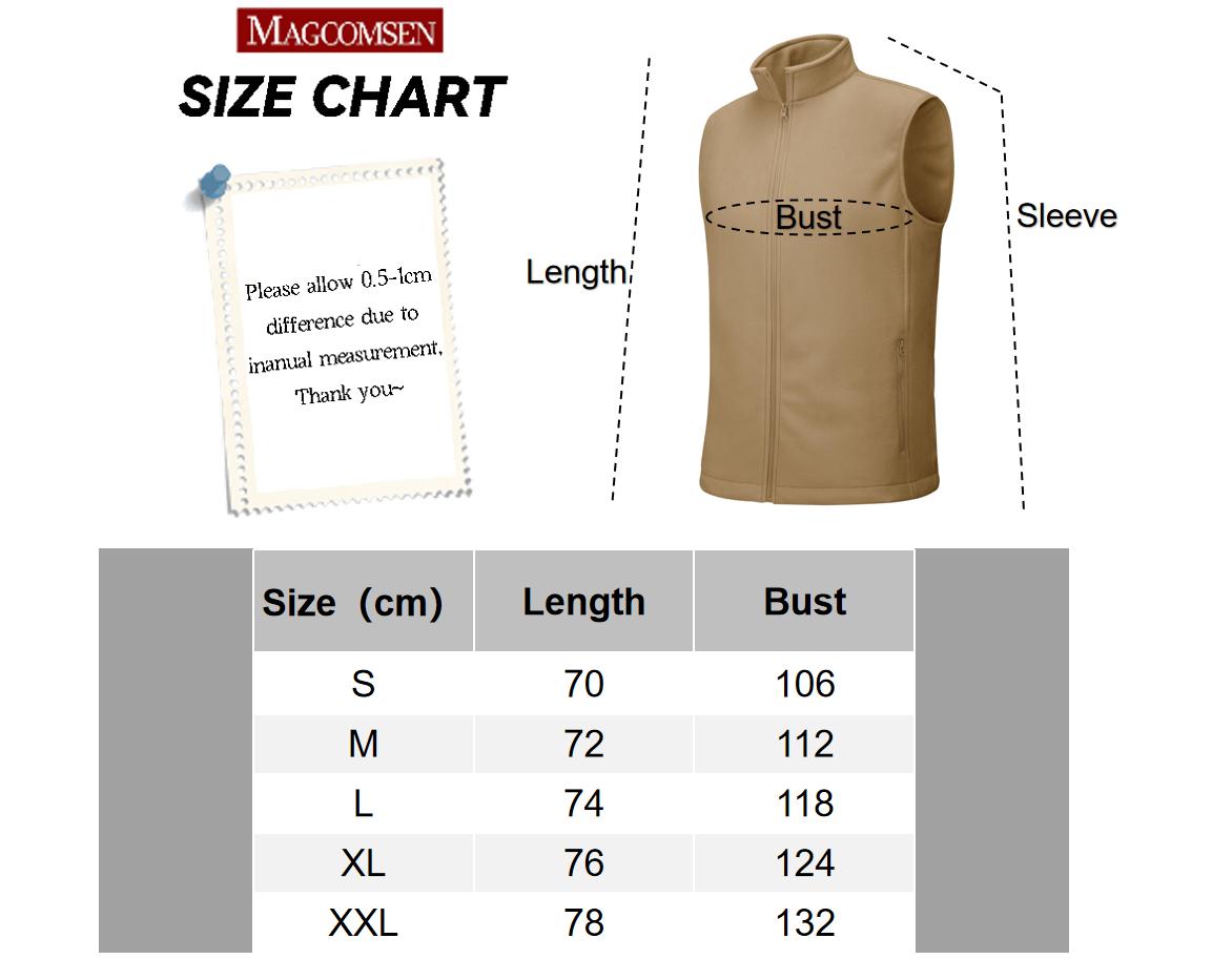 MAGCOMSEN Men's Fleece Vests Zip Up Sleeveless Vest with Pockets Winter Warm Outerwear Jacket for Hiking Outdoor Golf Outdoorfun
