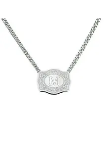 Necklace 26 English Letters Belt Buckle Necklace Embossed Copper Necklace Belt Buckle Shape Necklace Gift for Men and Women