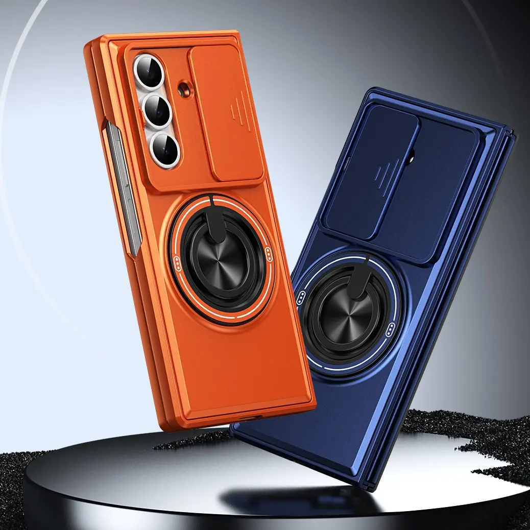 Phone Case: Cool Sliding Lens Cover Ring Holder Phone Case, Suitable for Samsung Galaxy Z Fold 7/6/5/4/3,. It Features a Sliding Lens Cover for Full Protection, a 360° Rotating Ring Holder, and a Foldable Stand,back to school,back to school haul