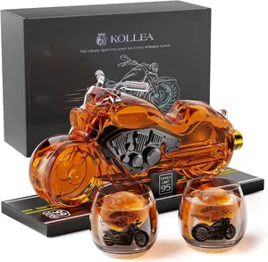 Valentine's Day Gifts, Kollea Motorcycle Whiskey Decanter Set with 2 Glasses, Liquor Dispenser for Home Bar, Unique Birthday & New Year Gift for Father, Boyfriend, Anniversary, Biker & Motor Lover