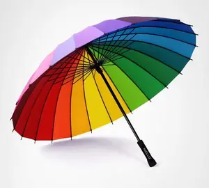 Large Thin Striped Rainbow Umbrella