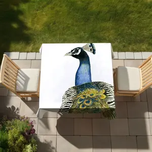 Begin Home Decor C1TC5858UNCJUJ 58 x 58 in. Watercolor Peacock Bohemian Tablecloth - Indoor & Outdoor Decor