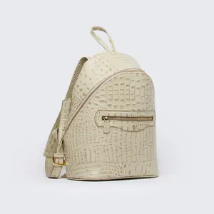 Florez by Florencia Mesch Emma Backpack croc-embossed genuine cow leather Plain Cute