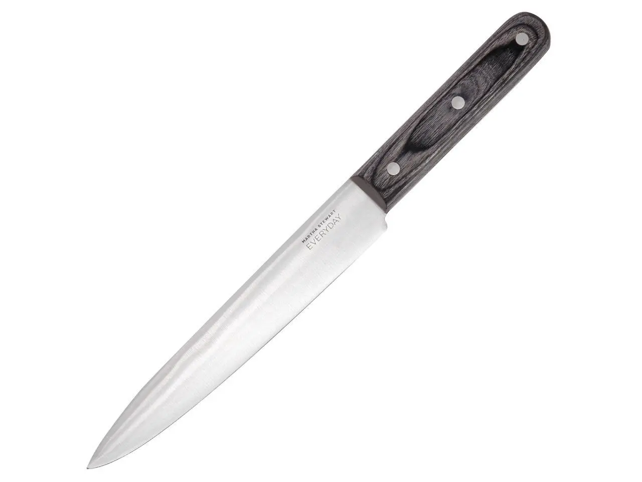 Martha Stewart Everyday 8 Inch Stainless Steel Slicer Knife in Dark Gray with Wood Handle