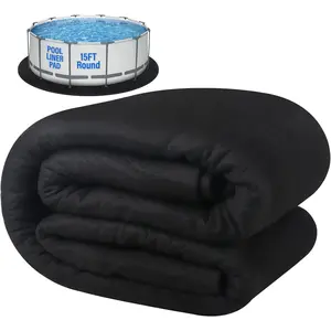18FT Thicker 350G/M² Pool Pad for Above Ground Pool, Seamless Double Density Puncture Resistant Pre-Cut Pool Bottom Mat, Geotextile Material
