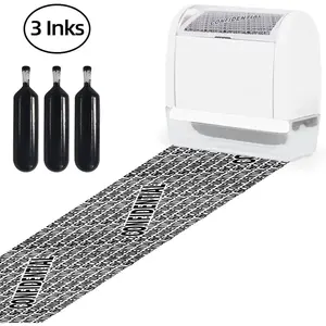 Identity Theft Protection Roller Stamp with Refill Ink - Confidential Roller Stamp for Privacy Information-Identity Theft Protection & Address Blocker（White with 3 Pack Refillable Ink）