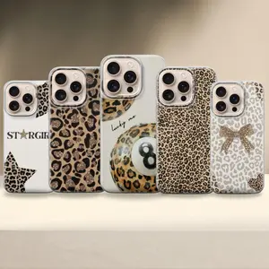 Retro Leopard 8 Ball Star Phone Case, Y2K Coquette Aesthetic Trendy Neutral Cover Compatible with iPhone 11, 12, 13, 14, 15, 16, 17 & more – check our available sizes.