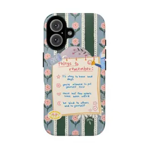Motivational Quote Phone Case, Floral Reminder Design Cover for ip and ss, gift for him for her