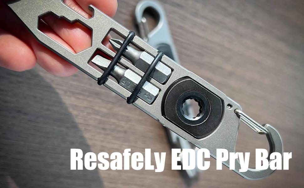 Multi-Functional EDC Pry Bar - Keychain Crowbar & Pocket Tool with Ratchet Screwdriver, Wrench, Box/Bottle Opener for Everyday Carry