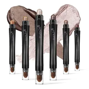 6PCS Eyeshadow Stick Makeup Sets, Smoky Brown Cream Eyeshadow Pen,Metallic And Matte Shimmer Eye Shadow Eye Brightener Stick Pencil Crayon, B02-Fall Brown