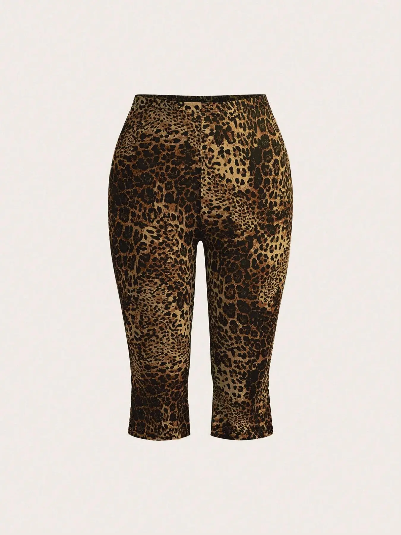 Leopard Print High Waisted Stretchy Capri Leggings Cropped Leggings Tummy Control Casual Workout Biker Shorts, Fitness Summer Bottoms, Summer Fashion Activewear Streetwear for Women Gym Yoga Daily Wear Comfy Breathable Slim Fit Soft Fabric Lightweight