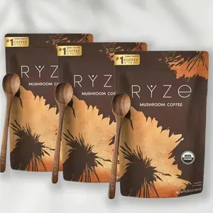 RYZE Mushroom Coffee Starter Kit & 2000mg Superfoods USDA Organic USA Grown Instant Coffee Healthcare Vitamin, Lion's Mane, 60 serving
