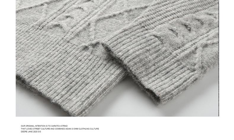 Men's Crew Neck Cable Knit Sweater, Thickened Warm Soft Skin‑Friendly Anti‑Pilling Rhombus Textured Pullover Jumper Casual Autumn Winter Outerwear Vintage College V-Neck Cardigan menswear knitwear wear