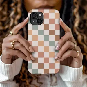 Checkered Iphone Case Diagonal Retro Checkered Boho Color Phone Case