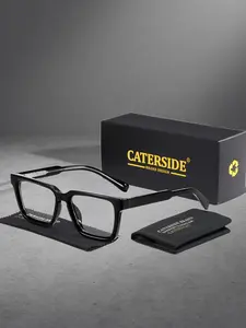 Unisex Tr90 Anti-Blue Light Glasses Frame, Retro Thick Frame Design, Fashionable Color Block Style, Perfect for Music Festivals & Street Photography