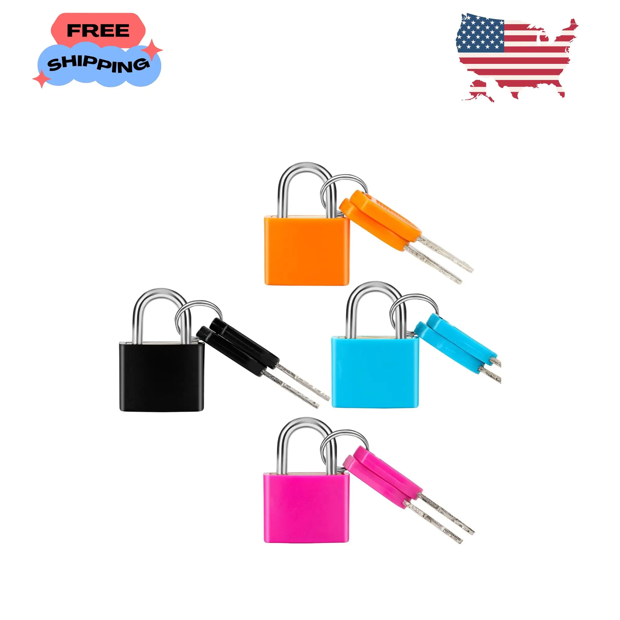 4 Pcs Suitcase Locks with Keys Multicolor Mini Keyed Padlock