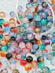 100pcs 8mm Glass Beads, Wire Wrapped Dual Tone Gradient Beads, Handmade DIY Jewelry Making Supplies, Craft Accessories, Bead Assortment