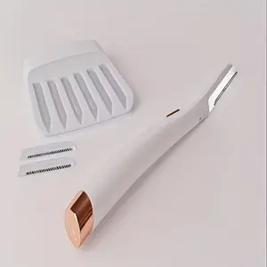 Mini Facial Hair Remover & Eyebrow Shaper, Precision Stainless Steel Blade with LED Fill Light, Portable Fuzz Removal Device for Women & Men