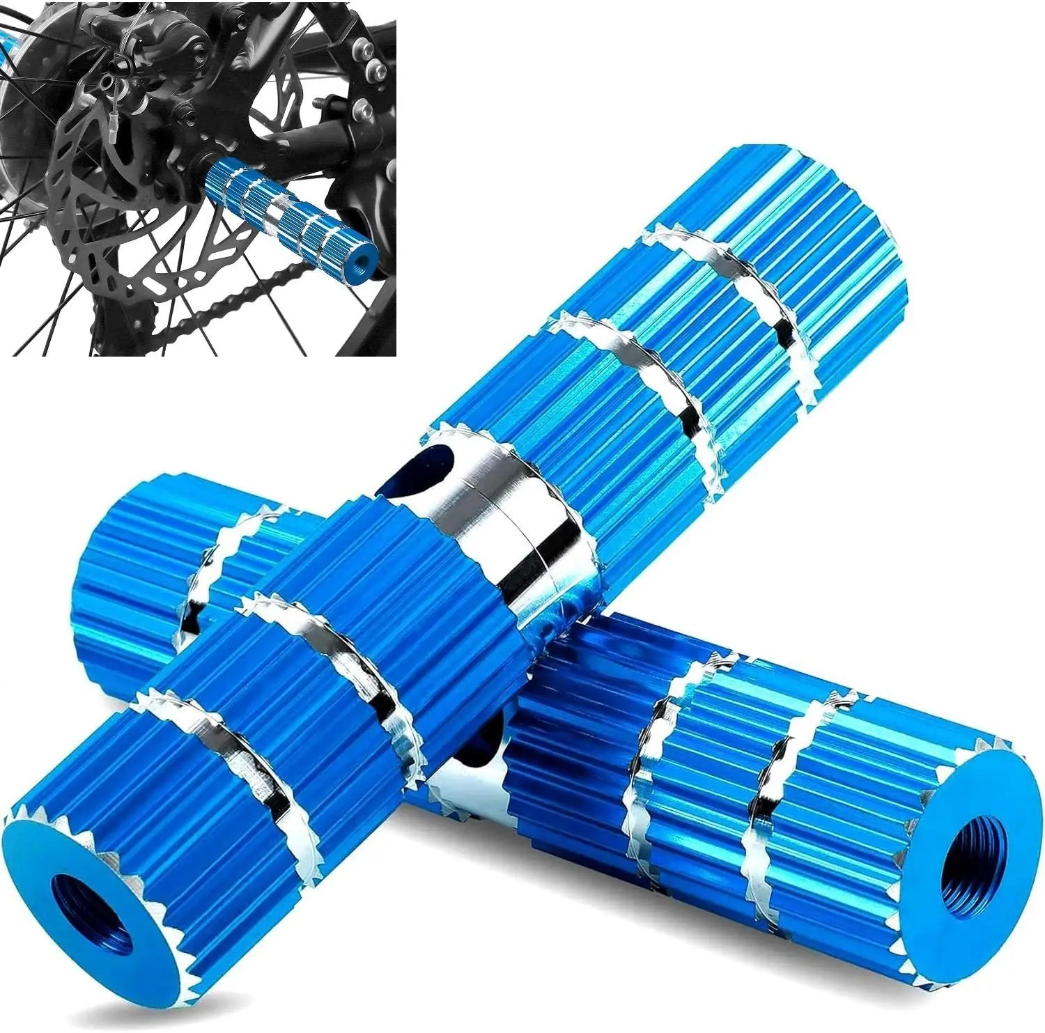 1 Pair Aluminum Alloy Bike Rear Stunt Pegs for Mountain Bike Cycling Fit 3/8 inch Axles