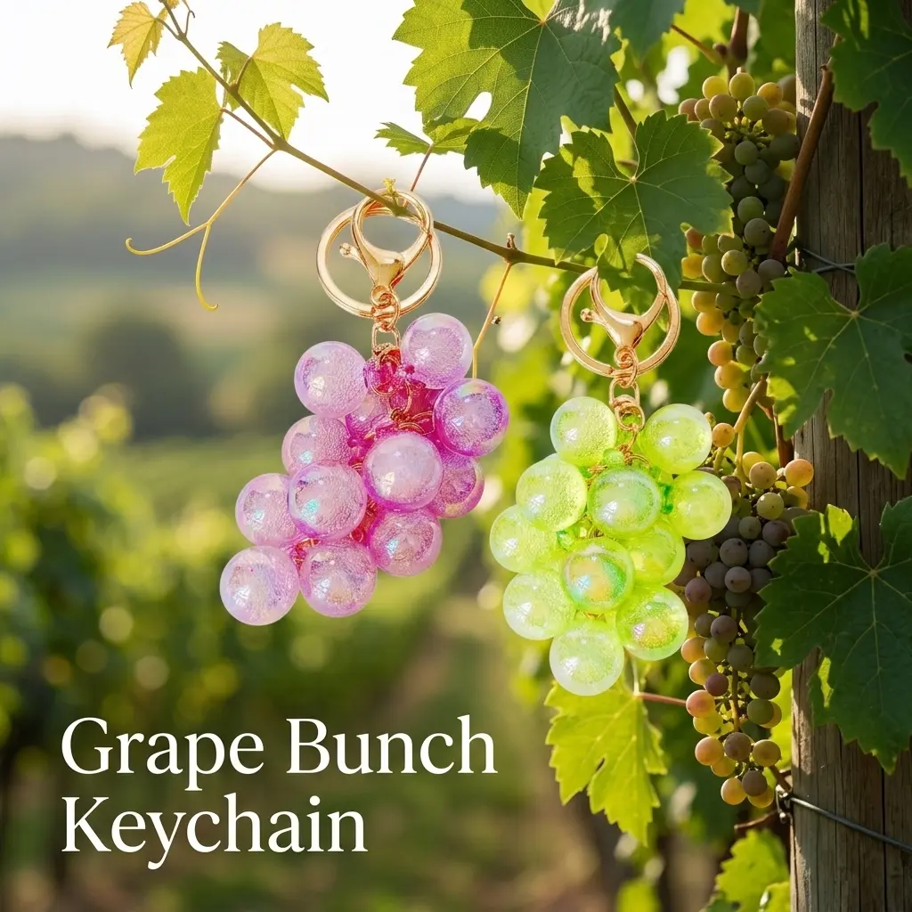 2Pcs Cute Bubble Jelly Grape Cluster Keychains Creative Simulation Fruit Car Key Ring Backpack Bag Charm Pendant for Women Students Daily Wear Birthday Gift Accessories
