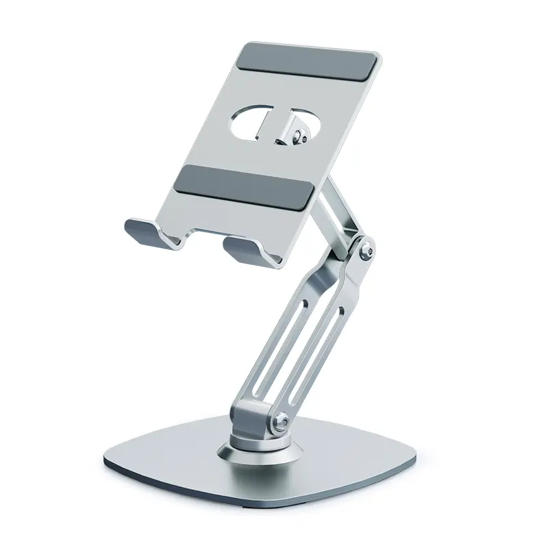 UGIFT Mobile Phone iPad Tablet Stand Magnetic Adjustable Height and Angle Foldable Desk Phone Stand Taller iPhone Holder Compatible with 4.7"-13" Smartphones iPad Tablet Silver Gray