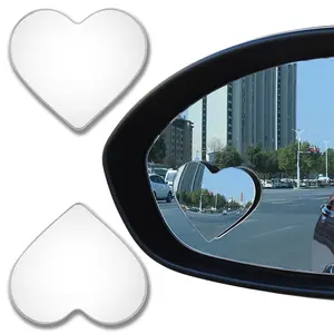 2Pcs Heart Shaped Blind Spot Mirrors for Cars, HD Glass Frameless Convex Side Mirror Blindspot, Universal Fit Stick-On Wide Angle Rear View Mirrors for SUVs, Trucks and RVs