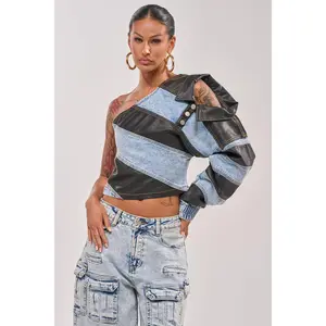 DISILLUSIONED DENIM PU TOP