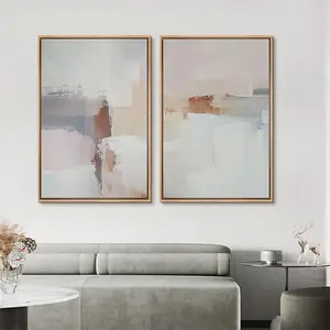 UnFramed Neutral Abstract Wall Art Set of 2, Soft Beige Minimalist Prints, Modern Contemporary Decor for Living Room Bedroom Office