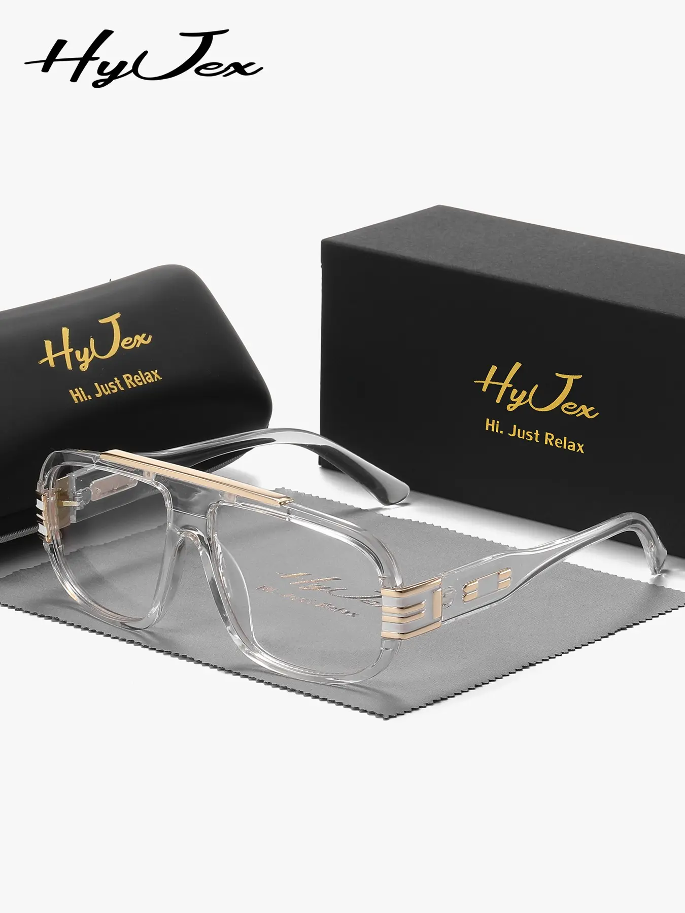 HyJex 1 Pair Unisex Simple Design Full Frame Plano Glasses Comfortable Lightweight Frog Frame Plano Glasses