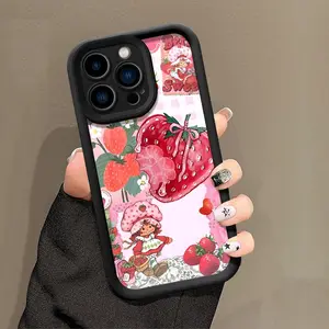Strawberry Shortcake Pattern Phone Case for iPhone 17 Air 16 Pro Max 15 14 Plus 13 12 11 Pro, Soft Silicone Fully Protected Shockproof Protective Phone Cover