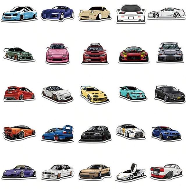 50pcs/Pack JDM Car Stickers: Self-Adhesive Seals, Stationery, Envelope, DIY Scrapbooking Supplies, Kids Gift, Teen Party Supplies, Incentives, Cute Cartoon  Aesthetic Labels, Motivators, Waterproof, Durable, Decals, Art, Fun, Decorative, Collectible