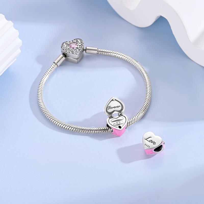 MULA Ring Box Pendant, 925 Sterling Silver, Set with Cubic Zirconia — Compatible with Pandora Bracelets and Necklaces — Romantic Jewelry for Women, Anniversaries, Valentine's Day