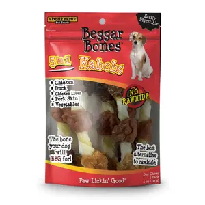 Savory Prime 8062092 7.8 in. Beggar Bones 5-in-1 Kabobs Grain Free Treat for Dogs - Pack of 6