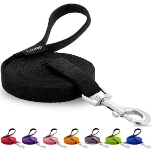 Dog Training Leash - Long Line for Recall & Obedience, Nylon Training Lead with Padded Handle, 15 ft / 20 ft / 30 ft / 50 ft / 100 ft - Long Leash for Dogs Outside, Small/Medium/Large